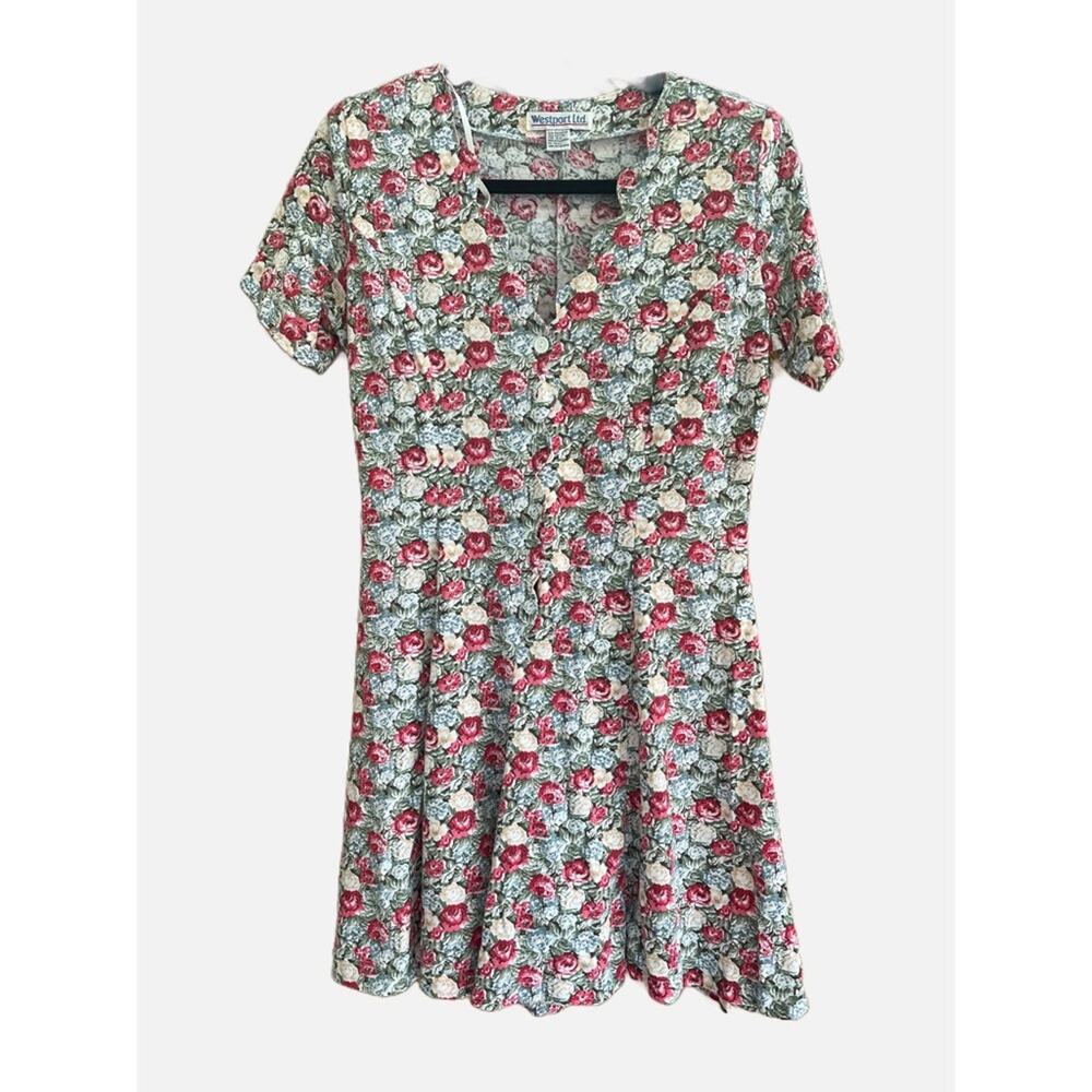 Vintage 90s Rose Floral Romper Cottagecore